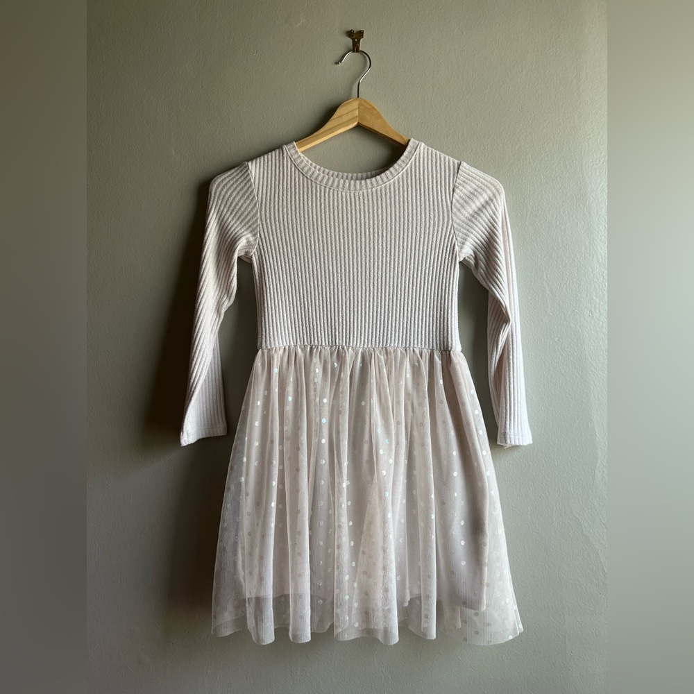 Cat & Jack Cream Sweater Toile Dress